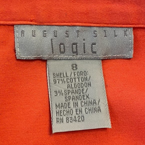 Ladies Blouse Orange, By August Silk LOGIC, Sz 8 - Picture 11 of 12